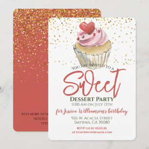 Invitation Fête de Cupcake de Dessert