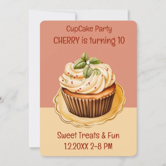 Invitation Fête de Cupcake Douceurs (Devant)