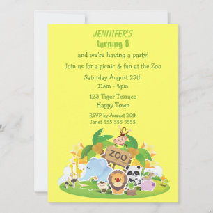Invitation Fête de Cute Zoo