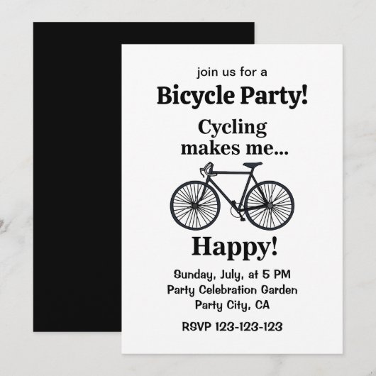 Invitation Fête de cyclisme à vélo (Devant / Derrière)