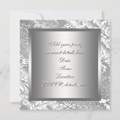 Invitation Fête de damas blanc argenté (Dos)