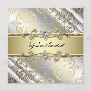 Invitation Fête de damas or argent