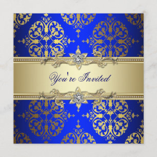Invitation Fête de Damas Or Bleu