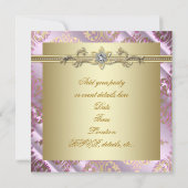 Invitation Fête de damas or rose (Dos)