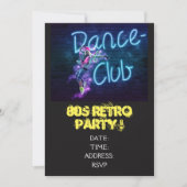Invitation Fête de danse à thème rétro des années 1980 (Devant)