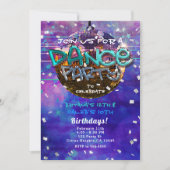 Invitation Fête de danse boule disco violet anniversaire cool (Devant)
