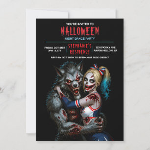 Invitation Fête de danse d'Halloween Horreur Loup-garou Zombi