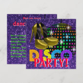 Invitation Fête de danse disco boule à facettes (Devant / Derrière)
