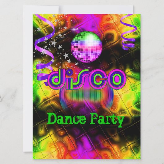 Invitation Fête de danse disco musique psychédélique (Devant)