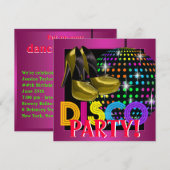 Invitation Fête de danse disco rose vif (Devant / Derrière)