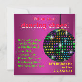 Invitation Fête de danse disco rose vif (Dos)