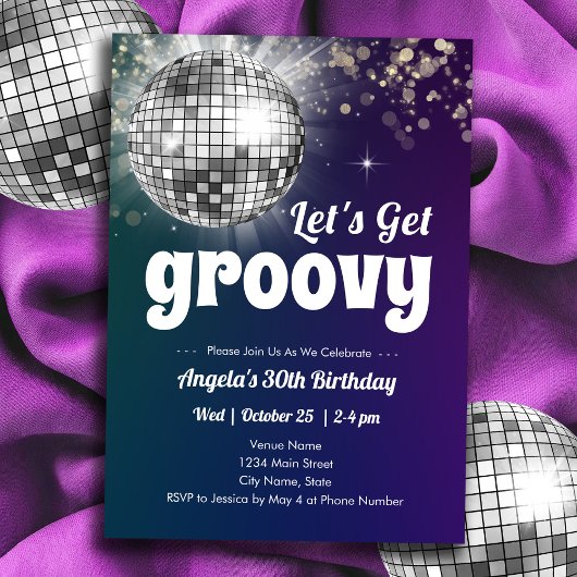 Invitation Fête de danse Disco super Adulte Anniversaire