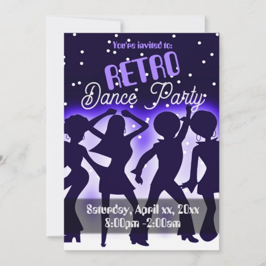 Invitation Fête de danse rétro violet (Devant)