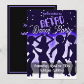 Invitation Fête de danse rétro violet (Devant / Derrière)