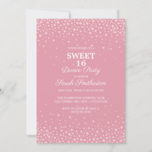 Invitation Fête de danse Sweet 16 Paillettes Diamant Rose Blu