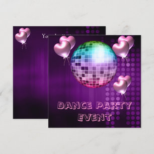 Invitation Fête de danse violette Événement miroir à ballons