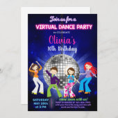 Invitation Fête de danses disco, soirée de danse virtuelle. (Devant / Derrière)