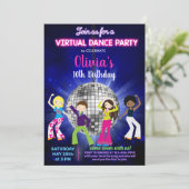 Invitation Fête de danses disco, soirée de danse virtuelle. (Debout devant)