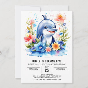 Invitation Fête de dauphin Whimsical Baby Anniversaire