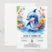 Invitation Fête de dauphin Whimsical Baby Anniversaire (Devant / Derrière)