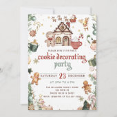 Invitation Fête de décoration de biscuit de Noël vert d'hiver (Devant)