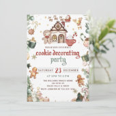 Invitation Fête de décoration de biscuit de Noël vert d'hiver (Debout devant)