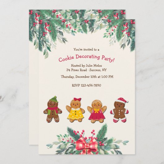 Invitation Fête de Décoration de Biscuits (Devant / Derrière)
