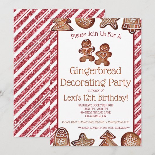Invitation Fête de Décoration de Biscuits au Pain d'Épice (Devant / Derrière)