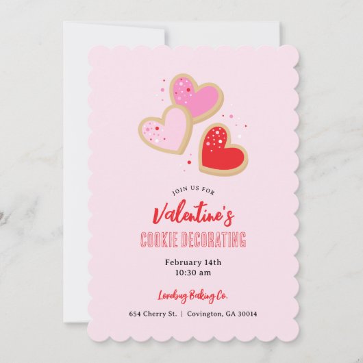 Invitation Fête de décoration de biscuits de la Saint-Valenti (Devant)