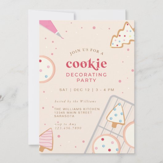 Invitation Fête de décoration de biscuits de Noël (Devant)