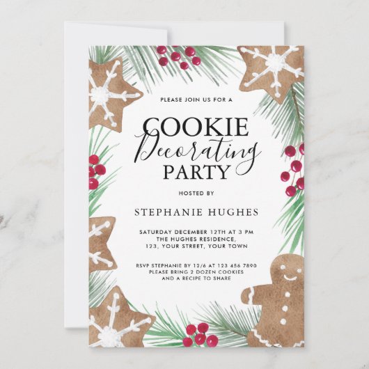 Invitation Fête de décoration de biscuits de Noël (Devant)
