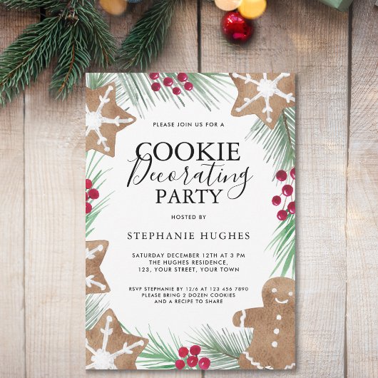 Invitation Fête de décoration de biscuits de Noël