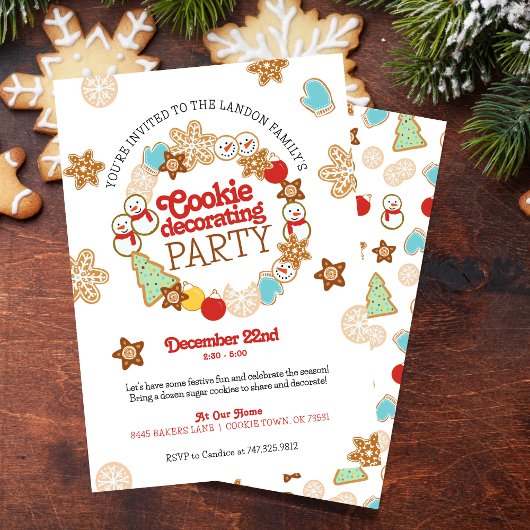 Invitation Fête de décoration de biscuits de Noël