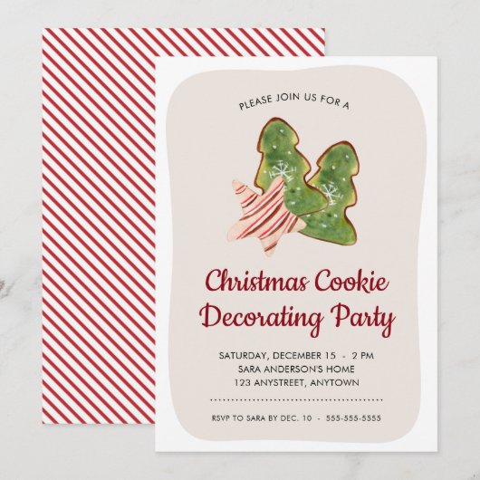 Invitation Fête de décoration de biscuits de Noël (Devant / Derrière)