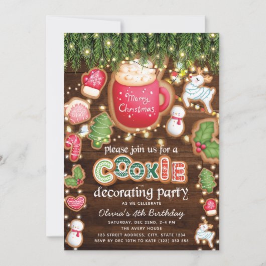 Invitation Fête de décoration de biscuits de Noël (Devant)
