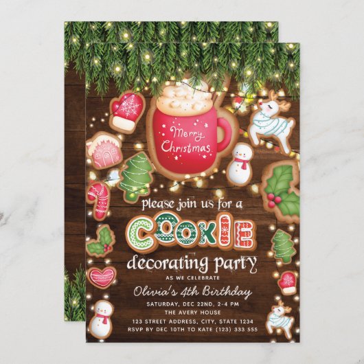 Invitation Fête de décoration de biscuits de Noël (Devant / Derrière)