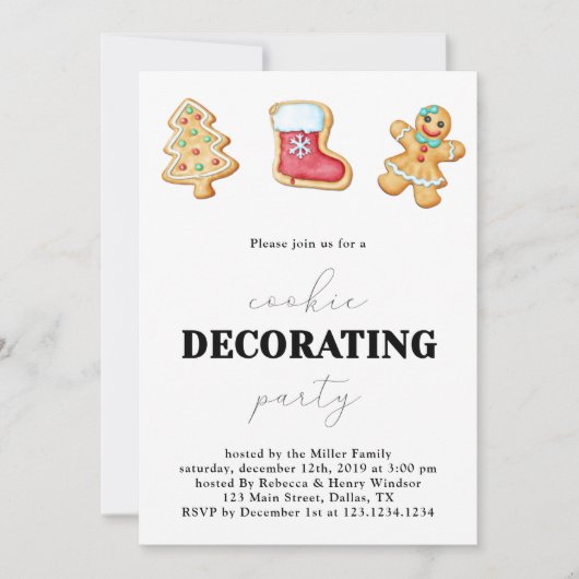 Invitation Fête de décoration de biscuits de Noël (Devant)