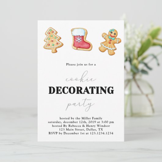 Invitation Fête de décoration de biscuits de Noël (Debout devant)