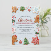 Invitation Fête de Décoration de Biscuits de Noël Aquarelle (Debout devant)
