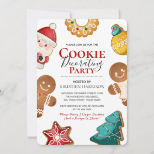 Invitation Fête de décoration de biscuits de Noël au pain d'é