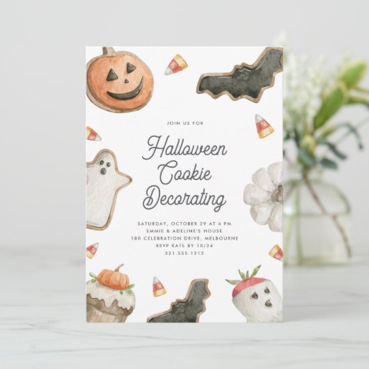 Invitation Fête de décoration de biscuits d'Halloween (Debout devant)