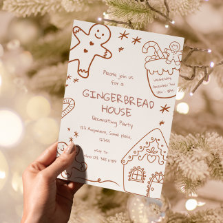 Invitation Fête de Décoration de Maison en Pain d'Épice Beige