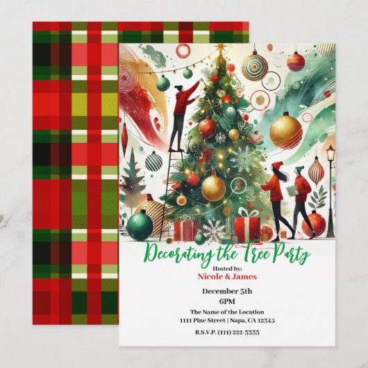 Invitation Fête de décoration du sapin de Noël  (Devant / Derrière)