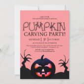 Invitation Fête de découpage de citrouille avec typographie d (Devant)