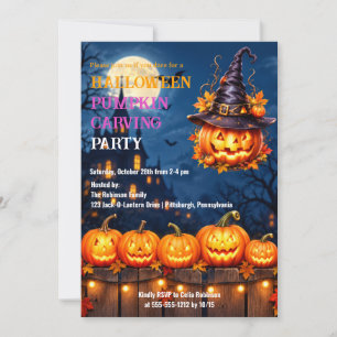 Invitation Fête de découpage de citrouille d'Halloween Jack O