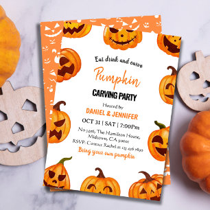 Invitation Fête de découpage de citrouille Halloween Jack O L