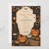 Invitation Fête de découpage de citrouilles (Devant)