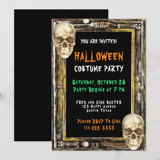 Invitation Fête de déguisement d'Halloween (Devant / Derrière)