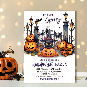 Invitation Fête de déguisement d'Halloween Chapeau de sorcièr