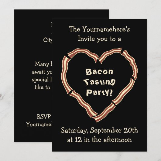 Invitation Fête de dégustation Bacon (Devant / Derrière)